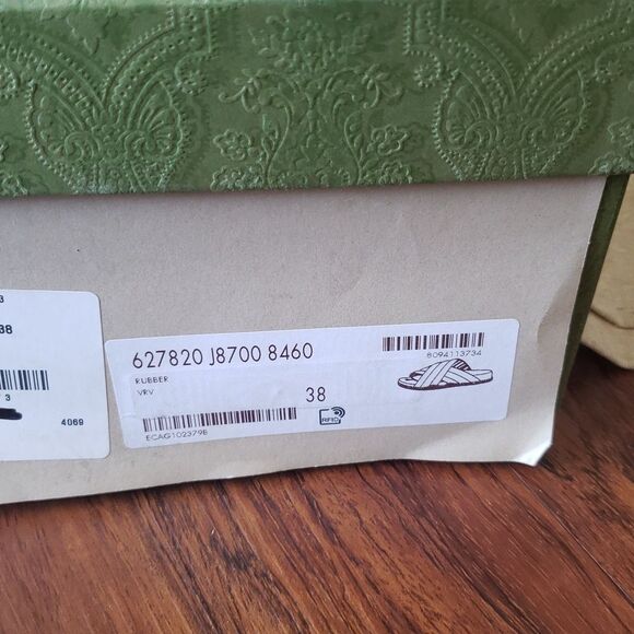 NEW Gucci Green Red Womens Chic Old Money Edgy Feminine Slide Sandals Size 38 - Picture 10 of 10